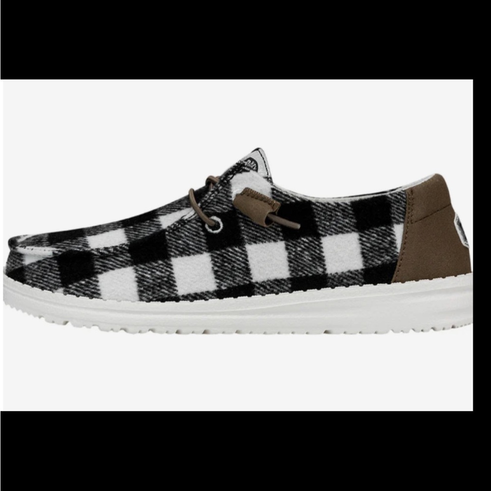 Hey Dude Black and White buffalo plaid